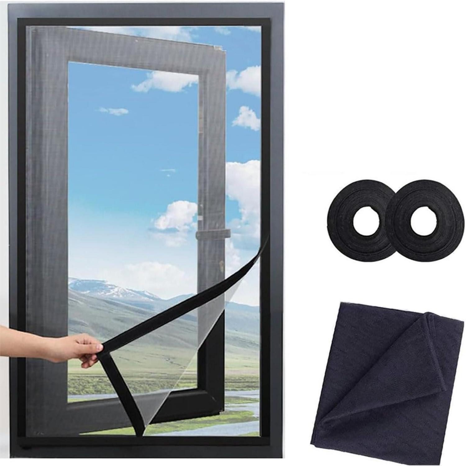 Insektenschutz-Fensterrahmen Fliegengitter Fenster Insektenschutz Mückengitter 80*120cm