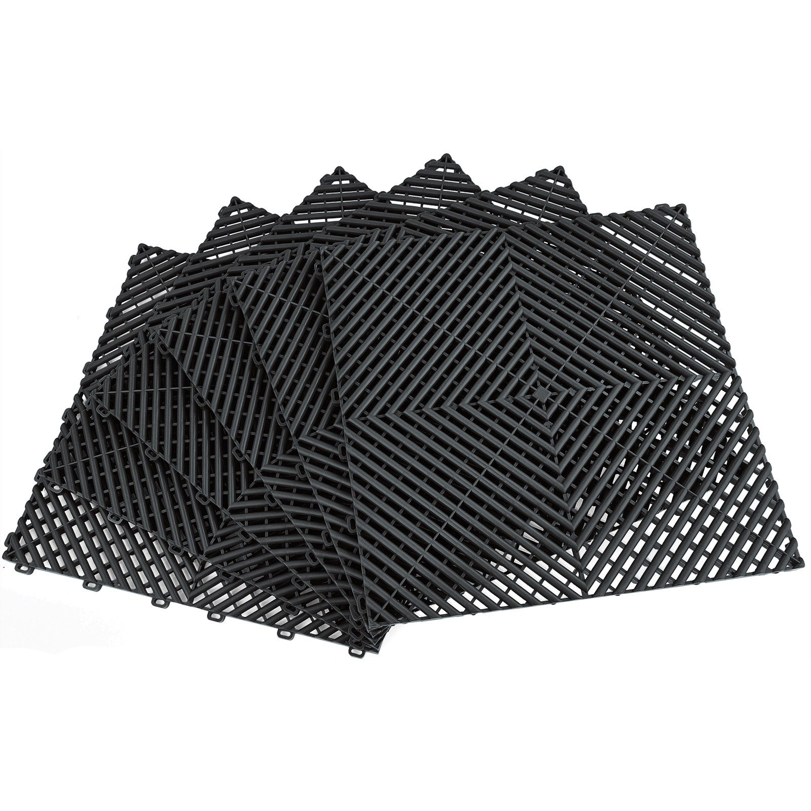 Klickfliese Performance Bodenfliese Garagenboden Schwarz 40x40cm 6 Stck 0,96qm