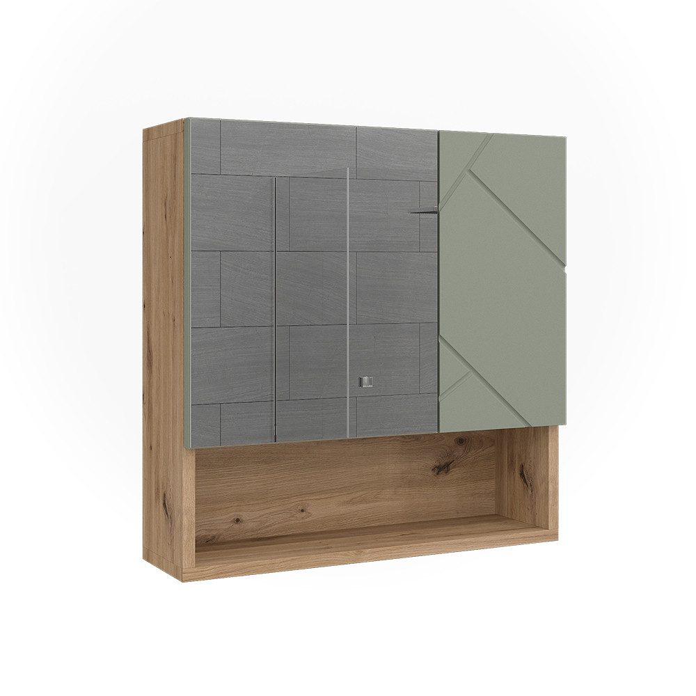 Vicco Badezimmerspiegelschrank Irma, Salbeigrün/Artisan, 54 x 55 cm (1-St)
