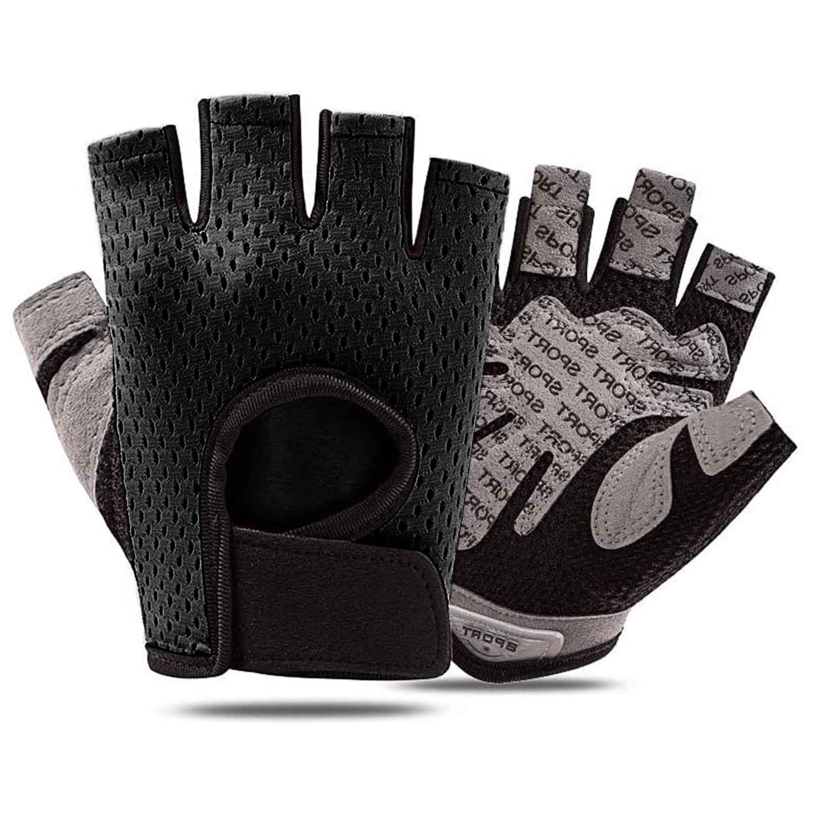 Sunicol Trainingshandschuhe Männer Schwarz Handschuhe Halbfinger Frauen Fitness Atmungsaktive Handschuhe,Fitnessstudio,Radfahren Rutschfeste