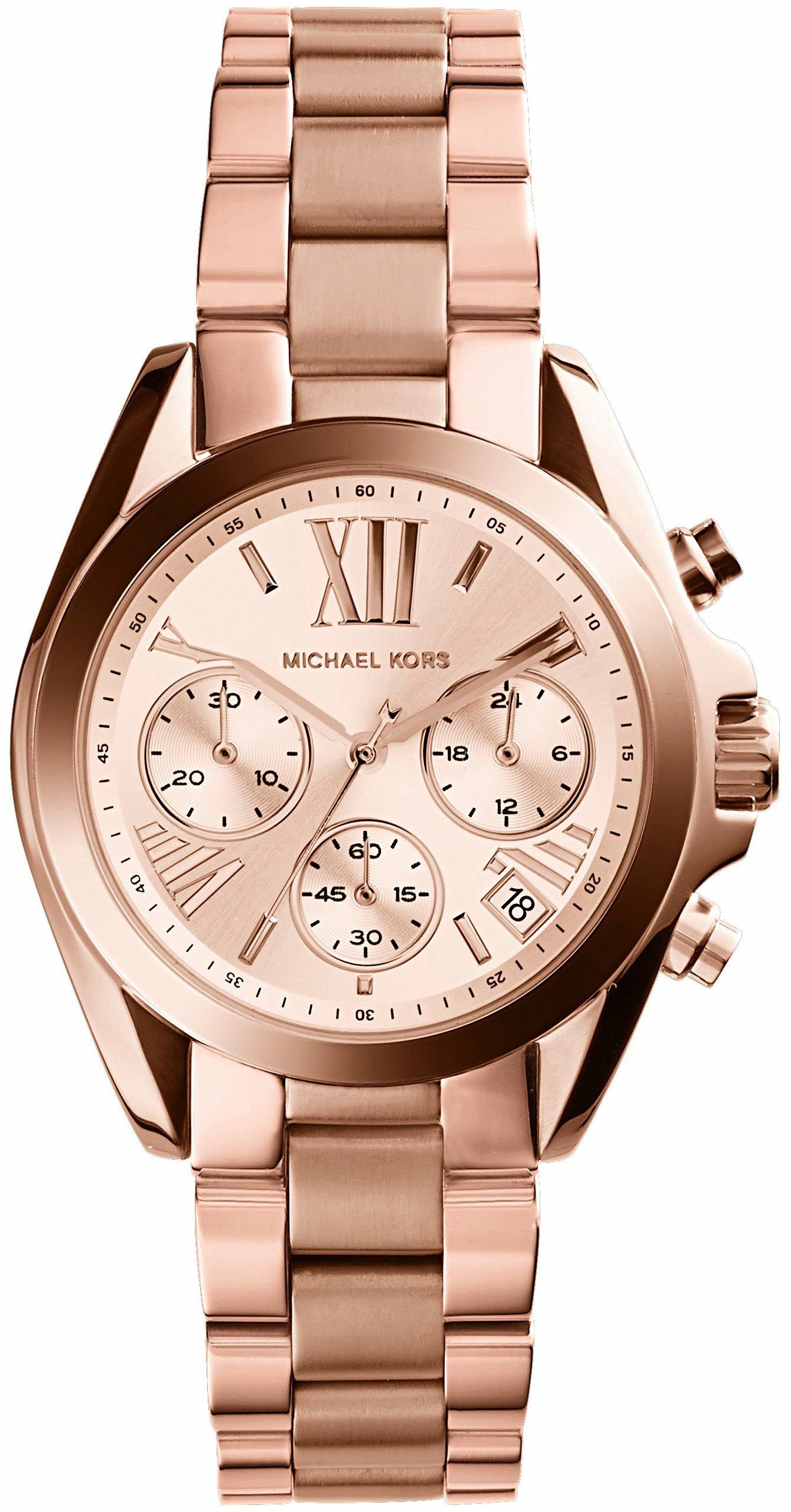 MICHAEL KORS Chronograph MINI BRADSHAW, MK5799, Quarzuhr, Armbanduhr, Damenuhr, Stoppfunktion, Datum, analog