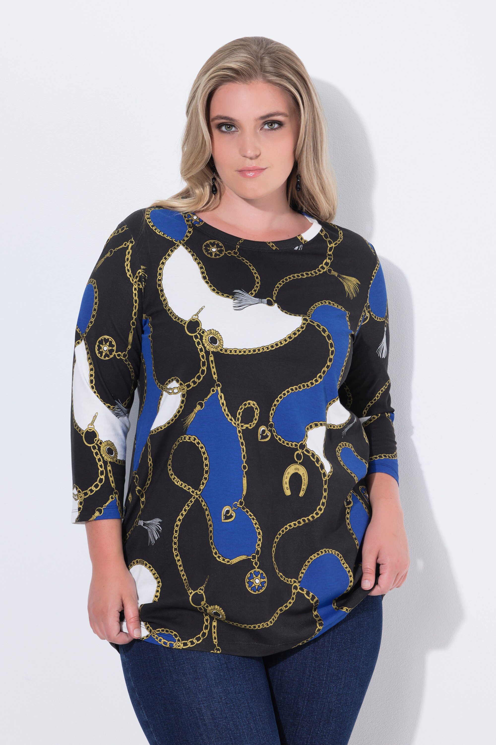 MIAMODA T-Shirt T-Shirt A-Linie Kettenmuster 3/4-Ärmel