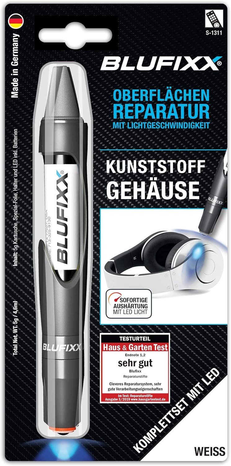 Kunststoff-Reparaturset BLUFIXX Smart-Repair Spezial Set (Kunststoffgehäuse) PW WEISS