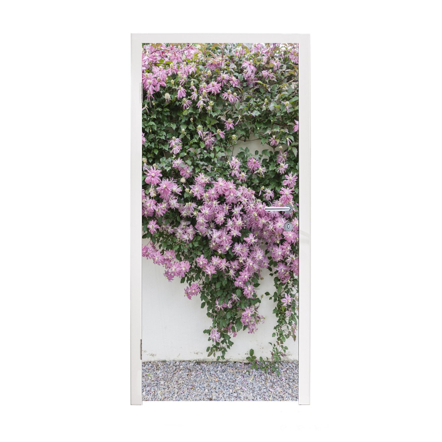 MuchoWow Türtapete Schlingpflanze mit rosa Blüten, Matt, bedruckt, (1 St), Fototapete für Tür, Türaufkleber, 75x205 cm