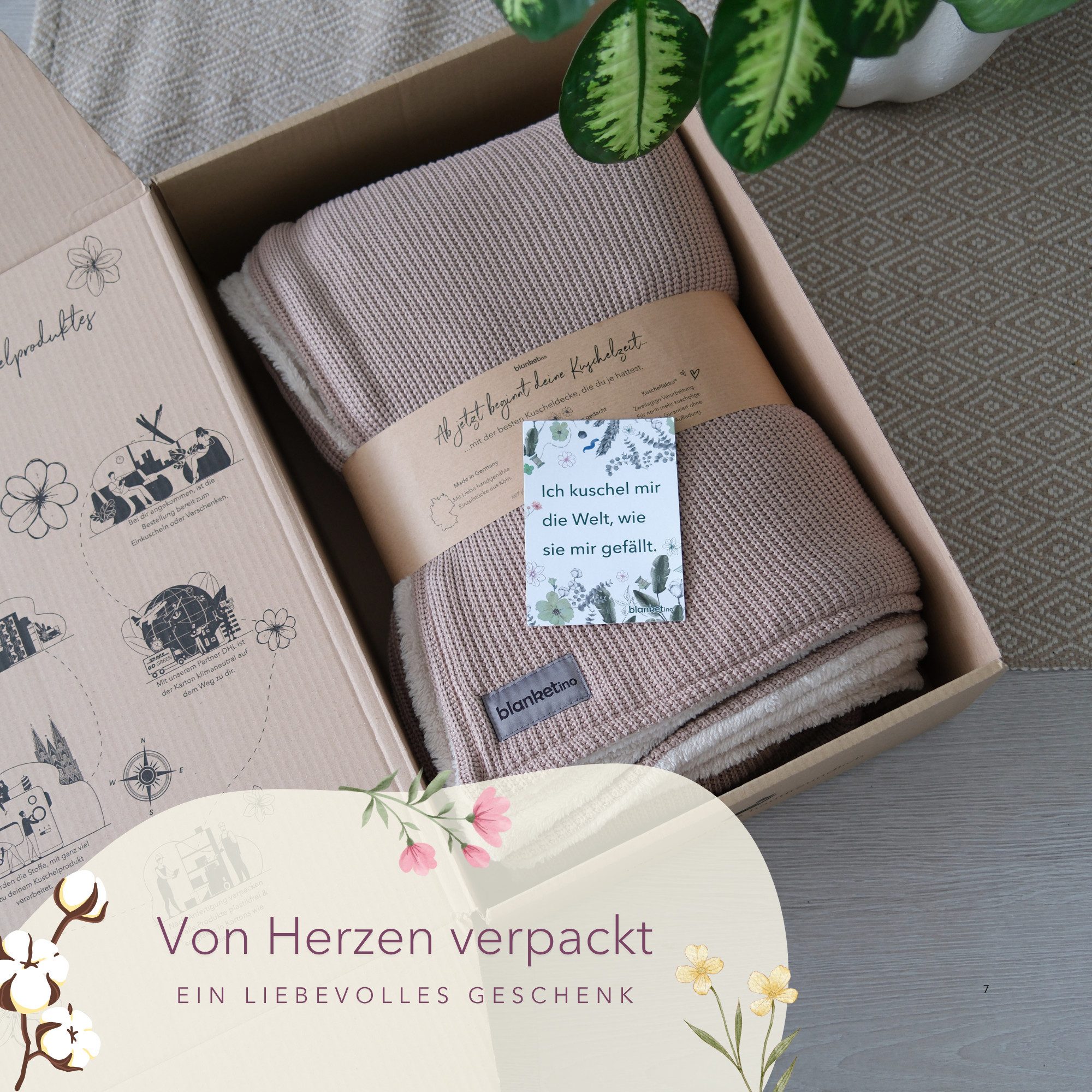 Wohndecke Premium Kuscheldecke mit Baumwollstrick, blanketino, extra voluminös – Bild 4 von 5