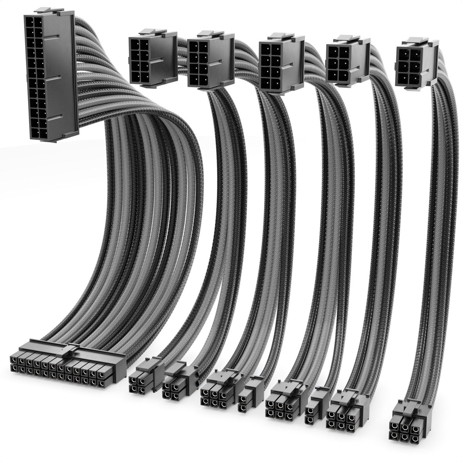 deleyCON deleyCON Netzteil Kabel Set 6-Teilig 30cm Computer Motherboard 18 AWG Computer-Kabel