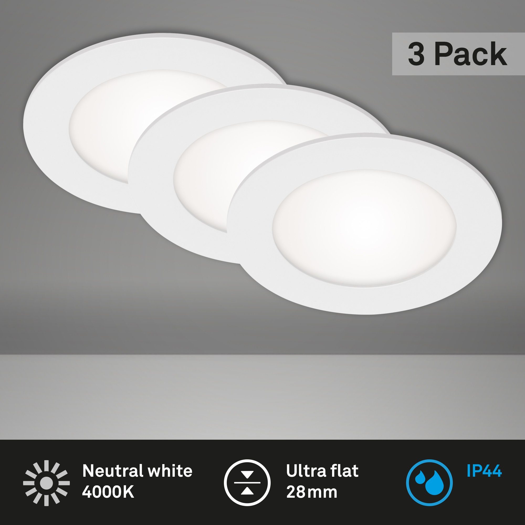LED fest LED, Einbauleuchte Leuchten weiß, Einbauspot Briloner 7115-436, verbaut, Warmweiß, Einbaustrahler, LED