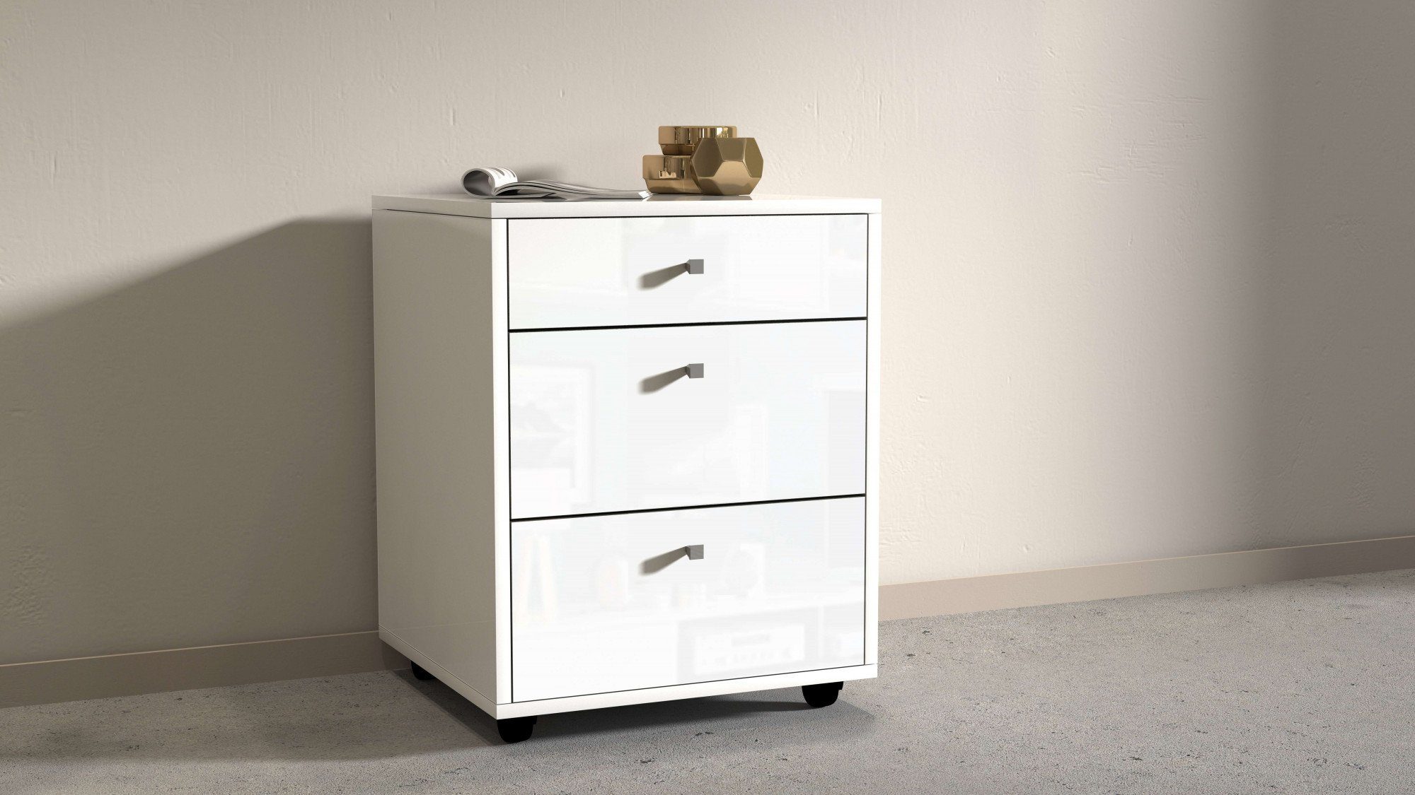 Home affaire Rollcontainer ESSE, (1 St), mit 3 Schubladen, Schreibtischcontainer, Höhe 61 cm