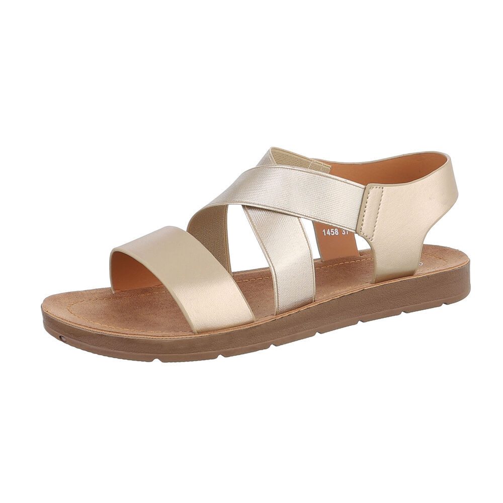 Ital-Design Damen Freizeit Riemchensandalette (86345346) Flach Riemchensandalen in Gold