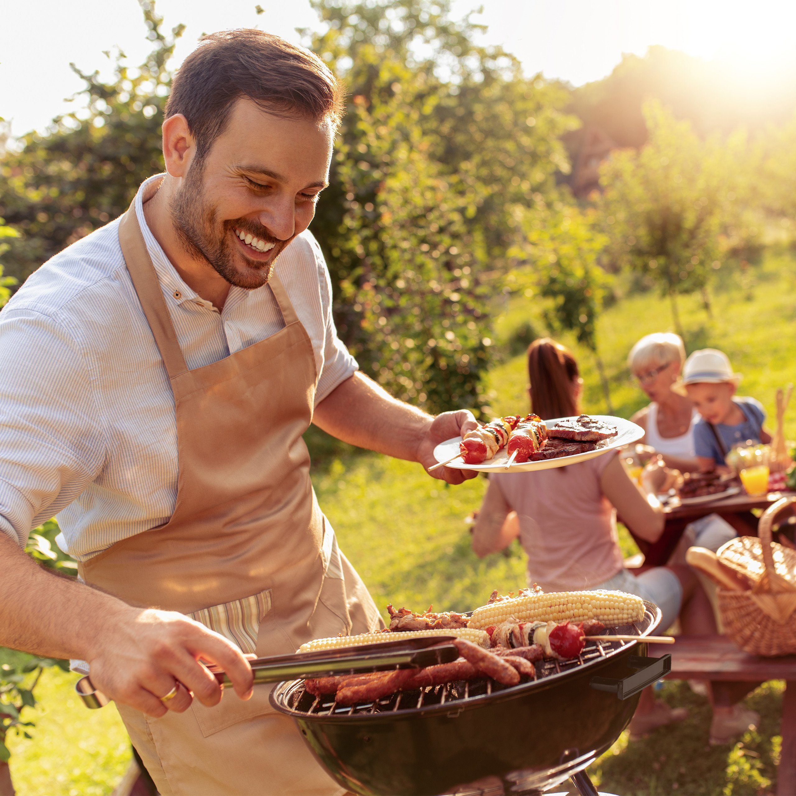 relaxdays Holzkohlegrill Kugelgrill mit Deckel