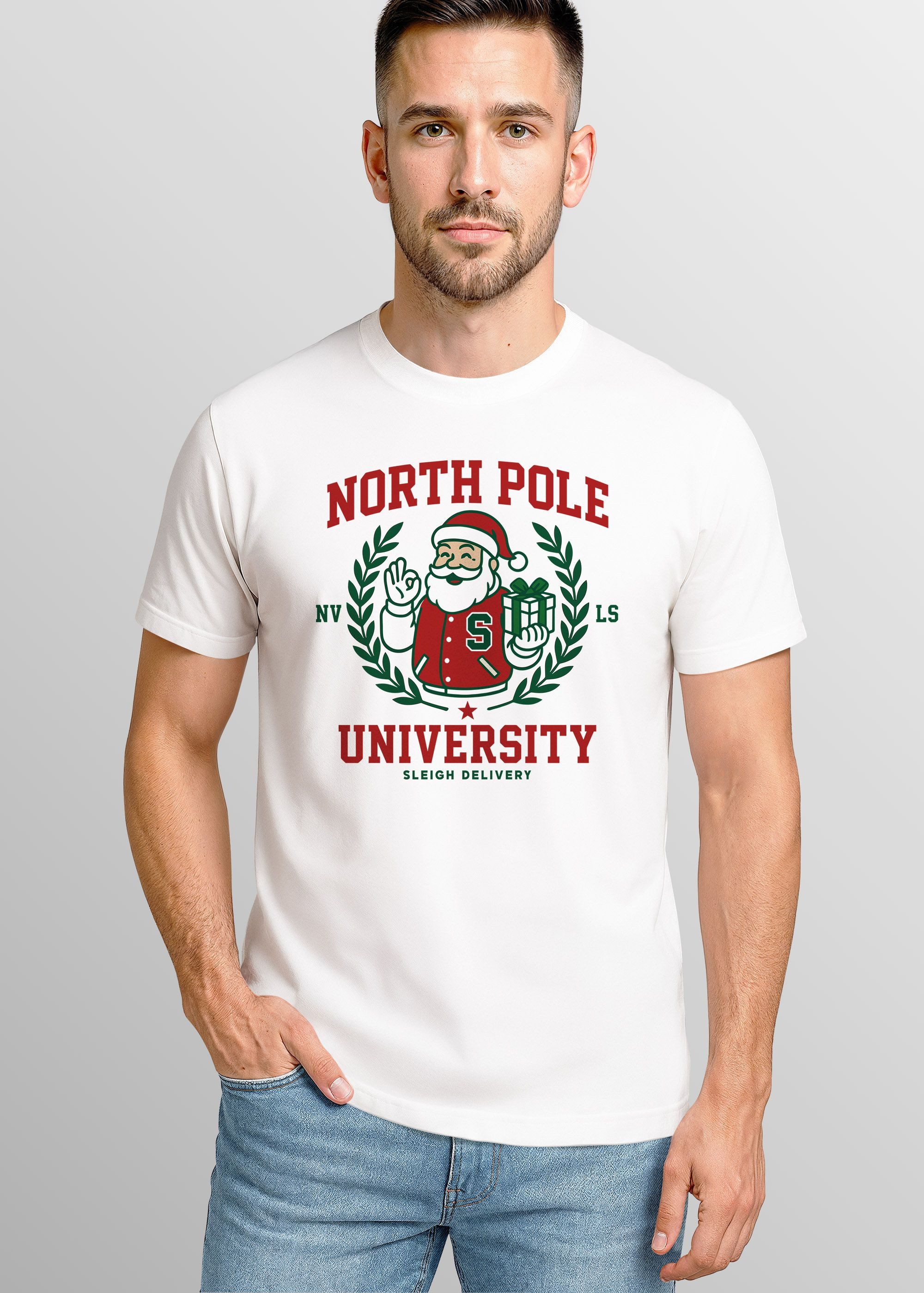 Neverless Print-Shirt Herren T-Shirt Weihnachtsshirt College Style Schriftz günstig online kaufen