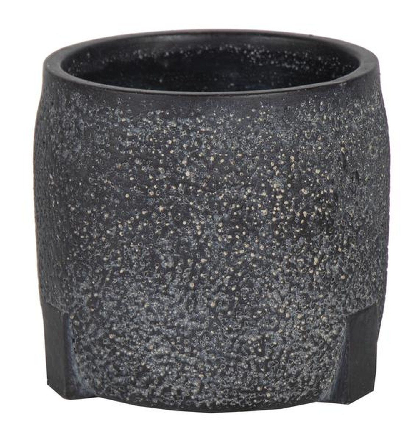 INNA-Glas Blumentopf EVROS mit Muster, schwarz, 15cm, Ø17cm