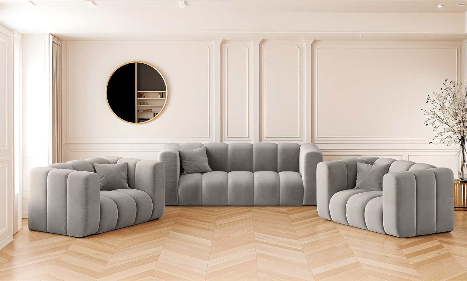 Kaiser Möbel Loungeset Sofagarnitur 2+1+1 Couchgarnitur serie Grand Stoff H günstig online kaufen