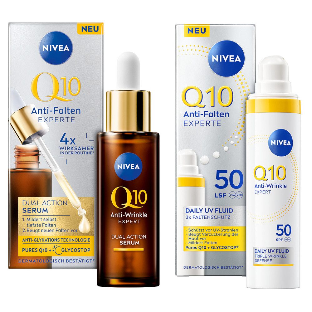 Anti-Aging-Creme Q10 Anti-Falten EXPERTE Dual Action Serum 30 ml + Daily Fluid 40 ml