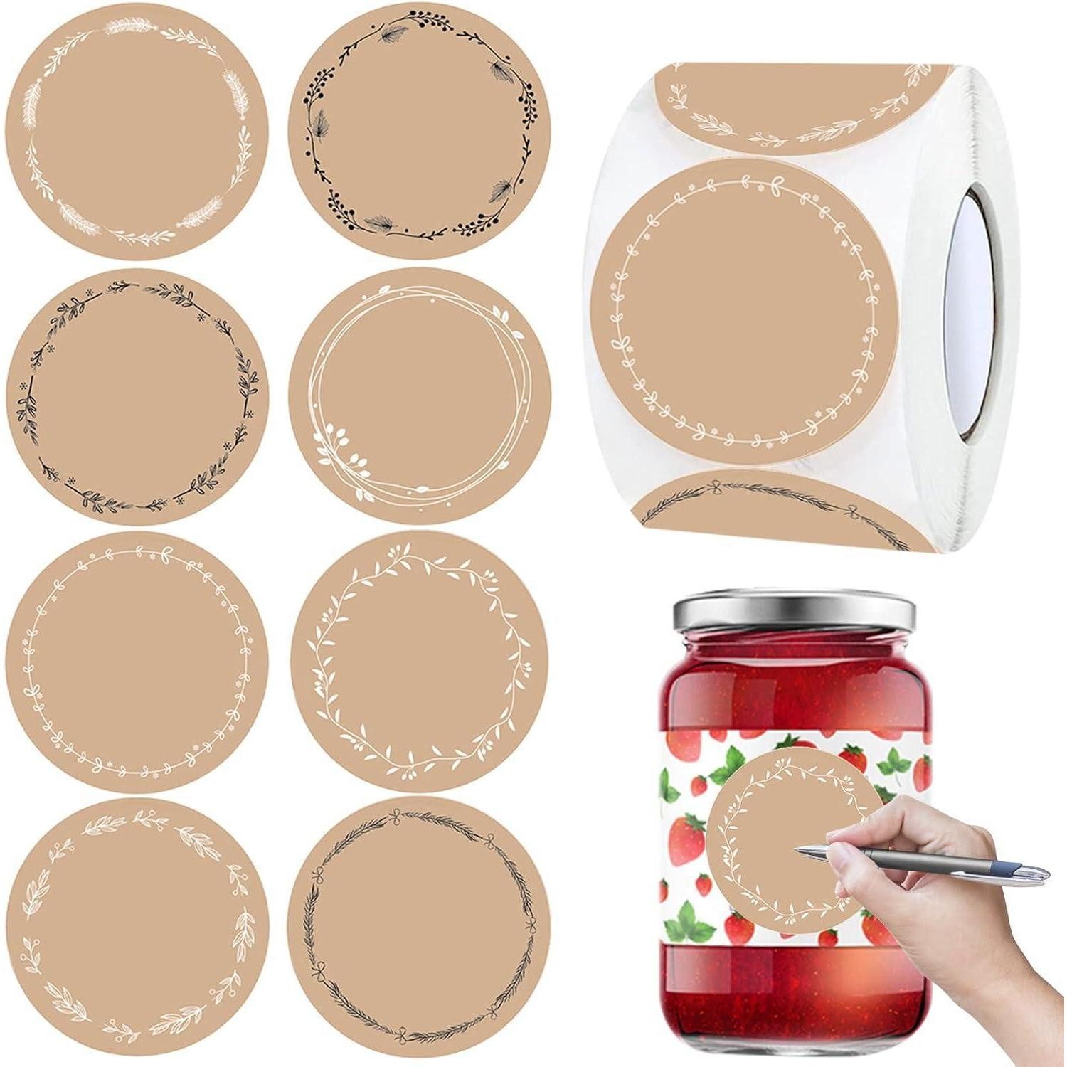 LuxusKollektion Aufkleber 500 Kraftpapier Aufkleber 4cm rund Geschenksticker Beschriften