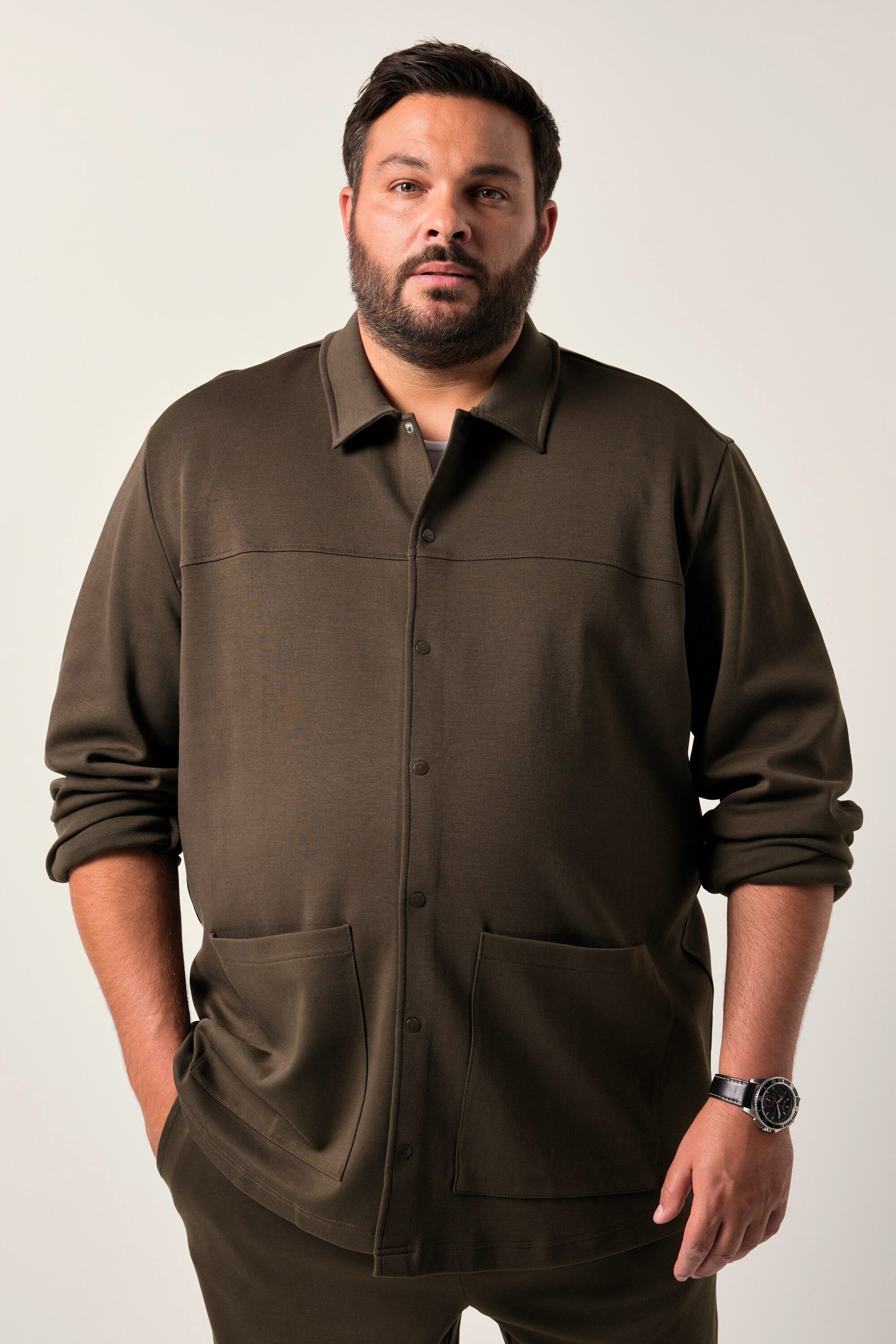 Businesshemd Jersey-Overshirt FLEXLASTIC® Langarm Hemd