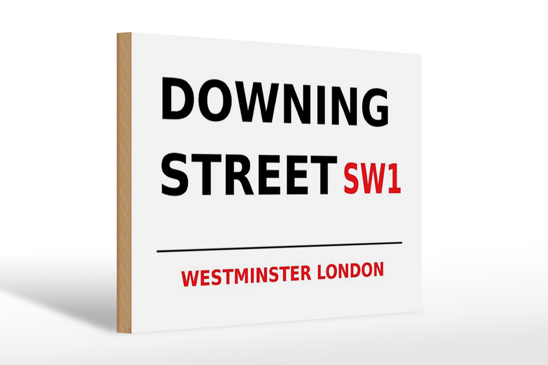 Femer GmbH Holzbild London 30x20cm Westminster downing Street SW1, (1 St), Glatte Holzfaserplatte (MDF), vorn beschichtet