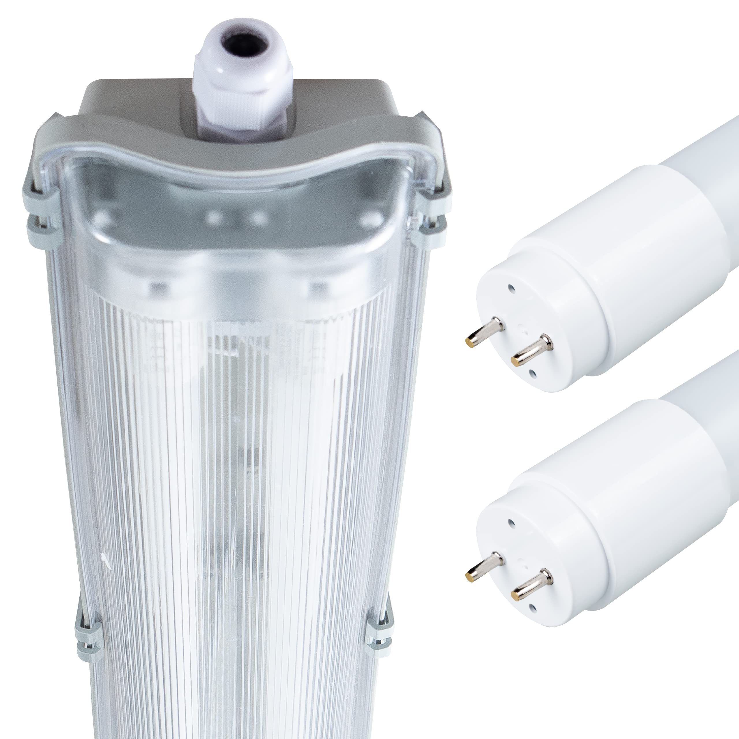 120 4320 proventa 2x Feuchtraumleuchte cm, LED W, Kunststoff Lumen, Deckenleuchte LED-Röhre, 36 IP65,