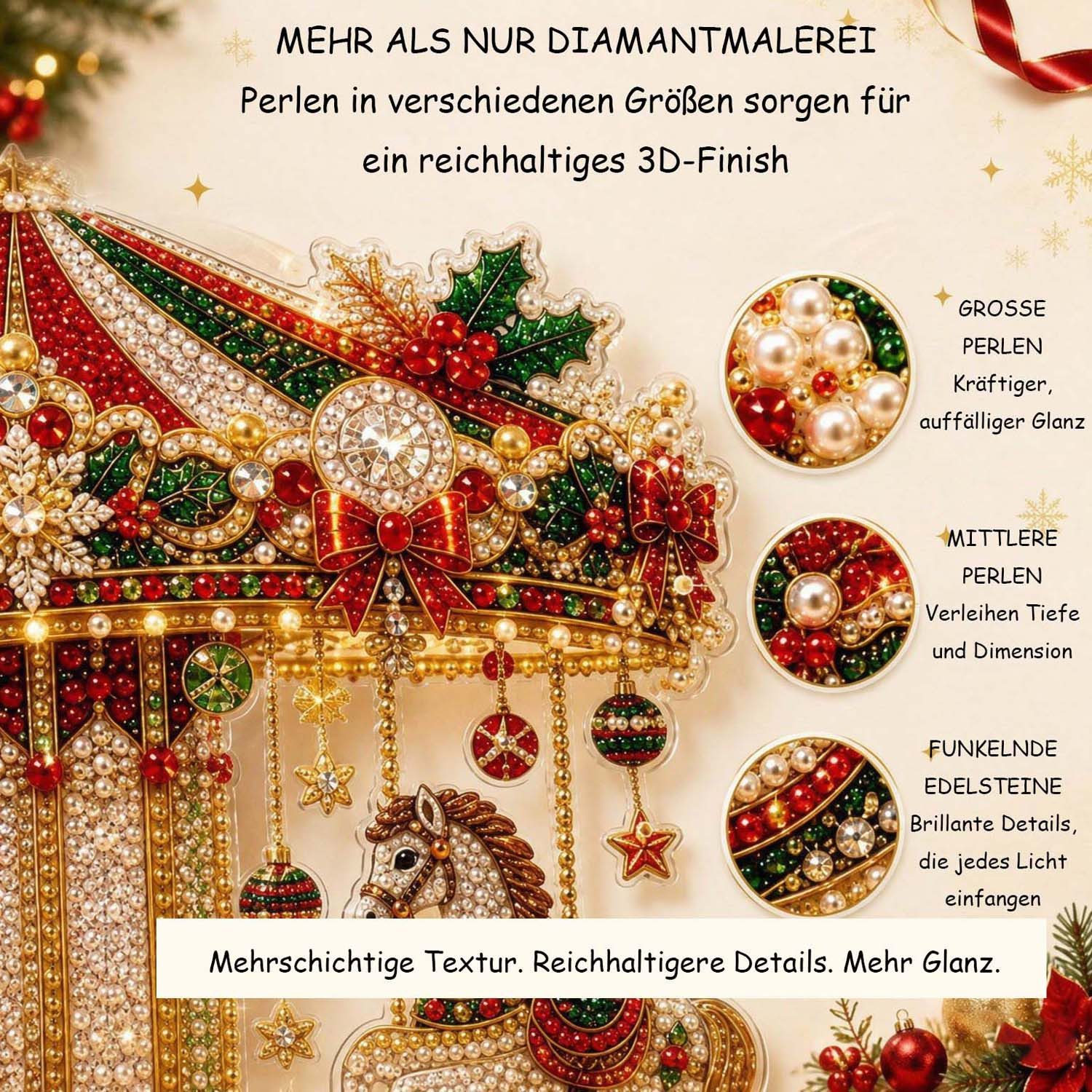 Bomiclss Dekohänger 2D-Flacher Weihnachts-Diamantkunst-Sonnenfänger-Ornament – Bild 2 von 5