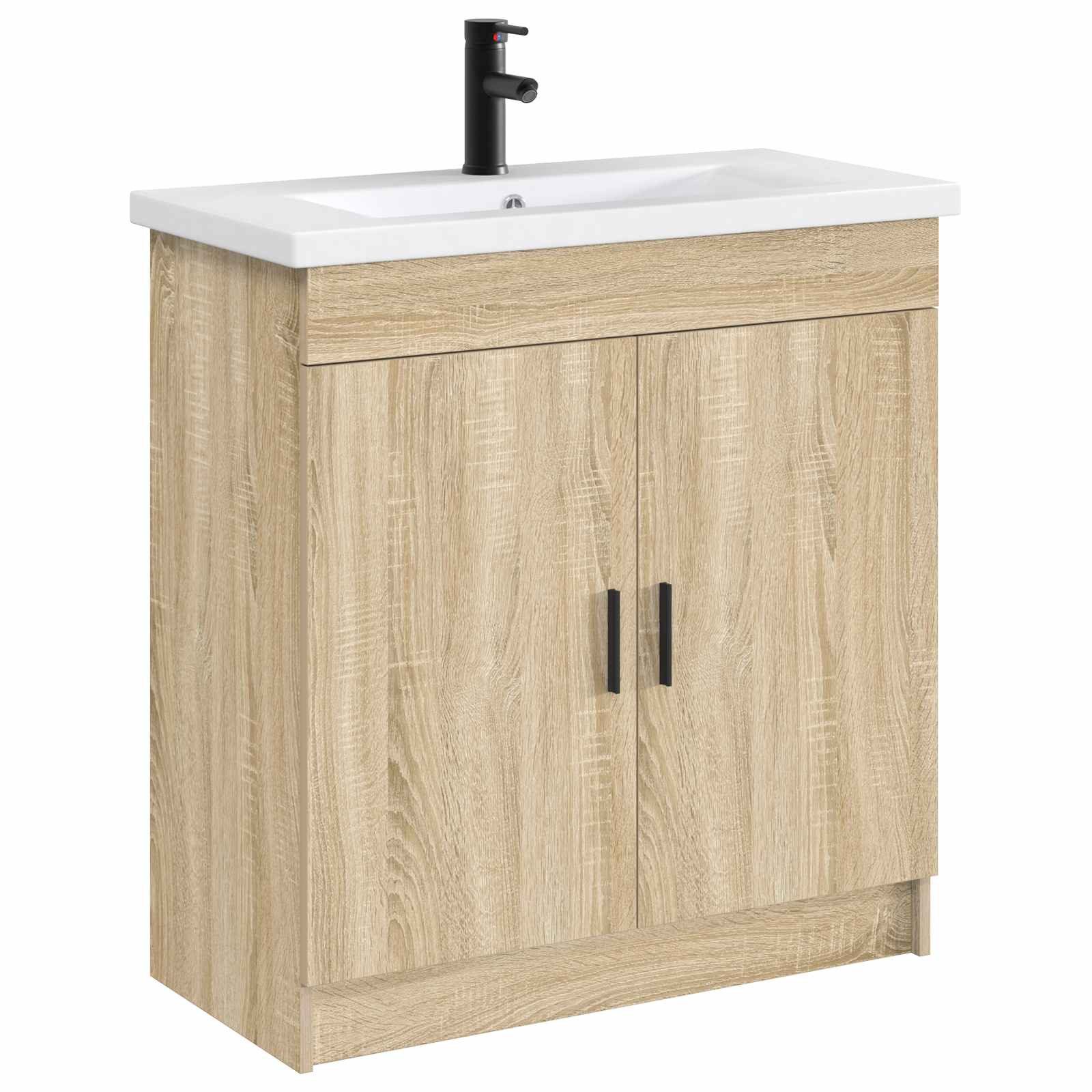 vidaXL Badezimmerspiegelschrank Waschbecken fürs Badezimmer Matt Schwarz 81 x 40 x 17,5 cm (1-St)