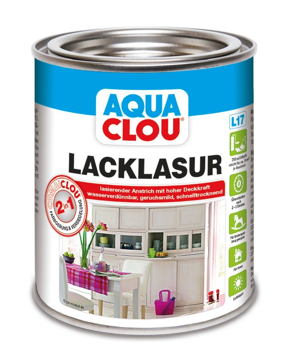 Holzschutzlasur CLOU Aqua Clou Lack Lasur L17 Buche 750ml