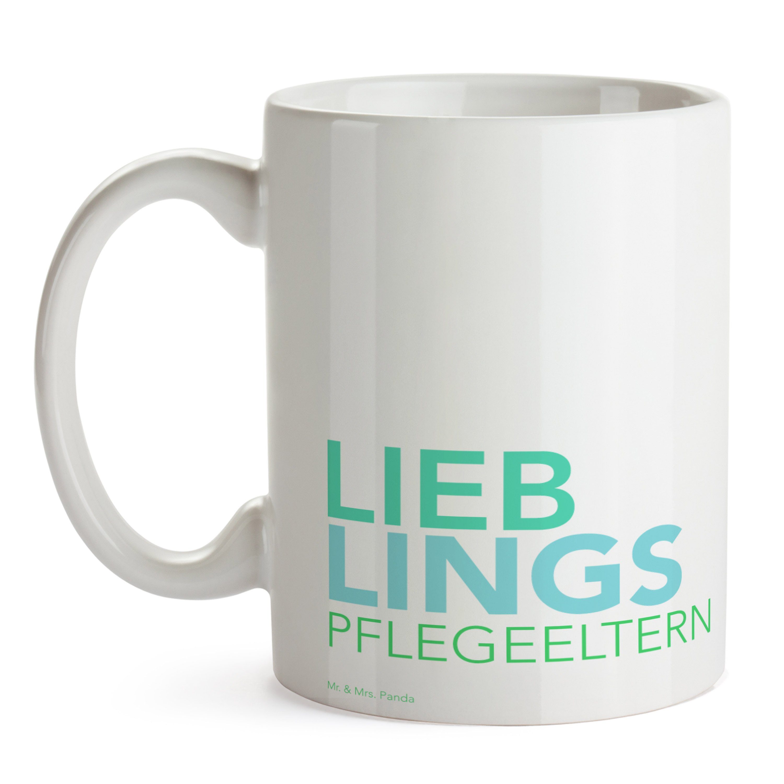 Mr. Geschenk, - Pflegeeltern Tasse Panda - Weiß Dankeschön, & Tasse, Spruch, Geschenk Keramik K, Mrs.