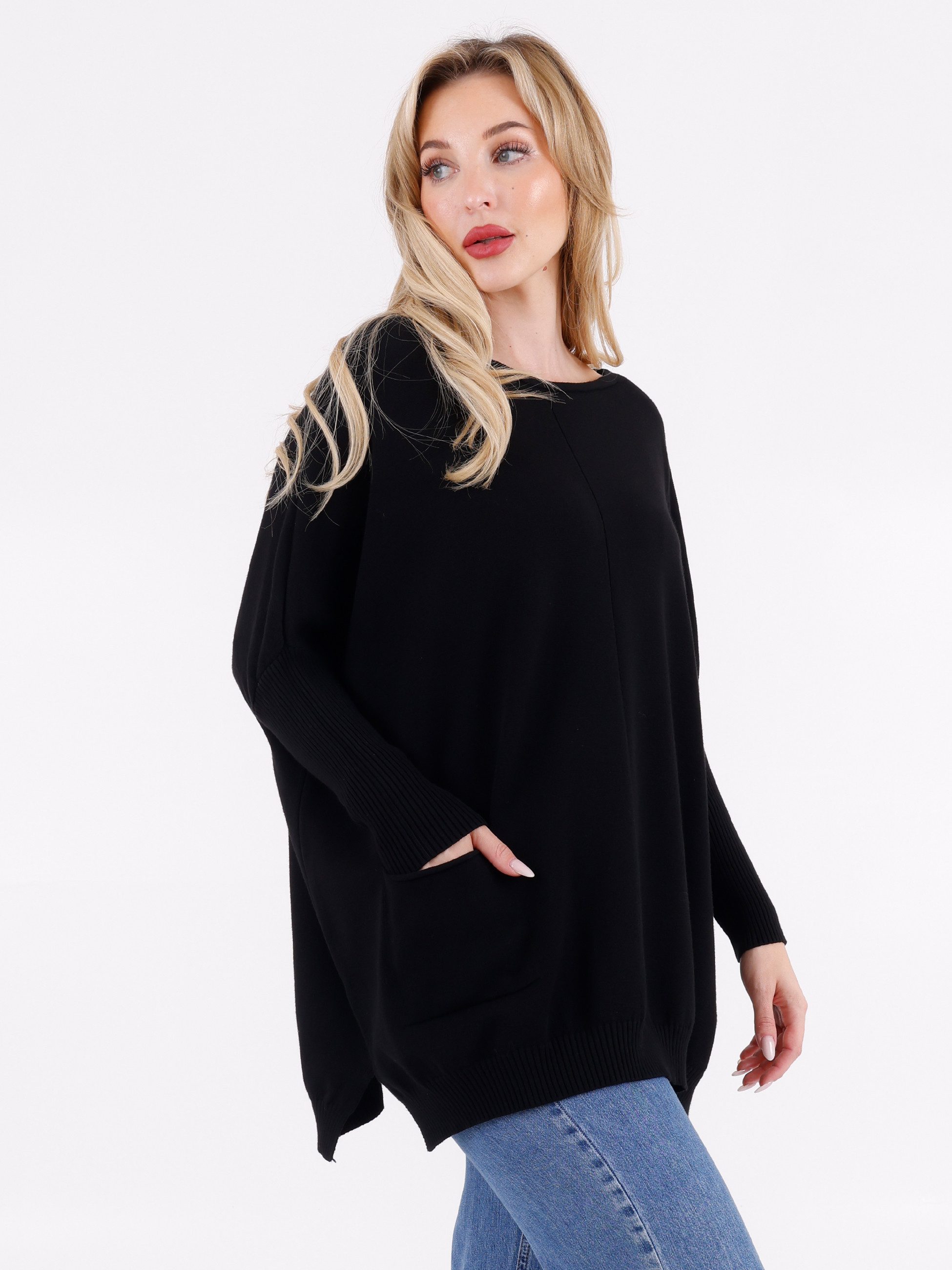 YC Fashion & Style Longpullover Oversized Strickpullover mit Taschen – One günstig online kaufen