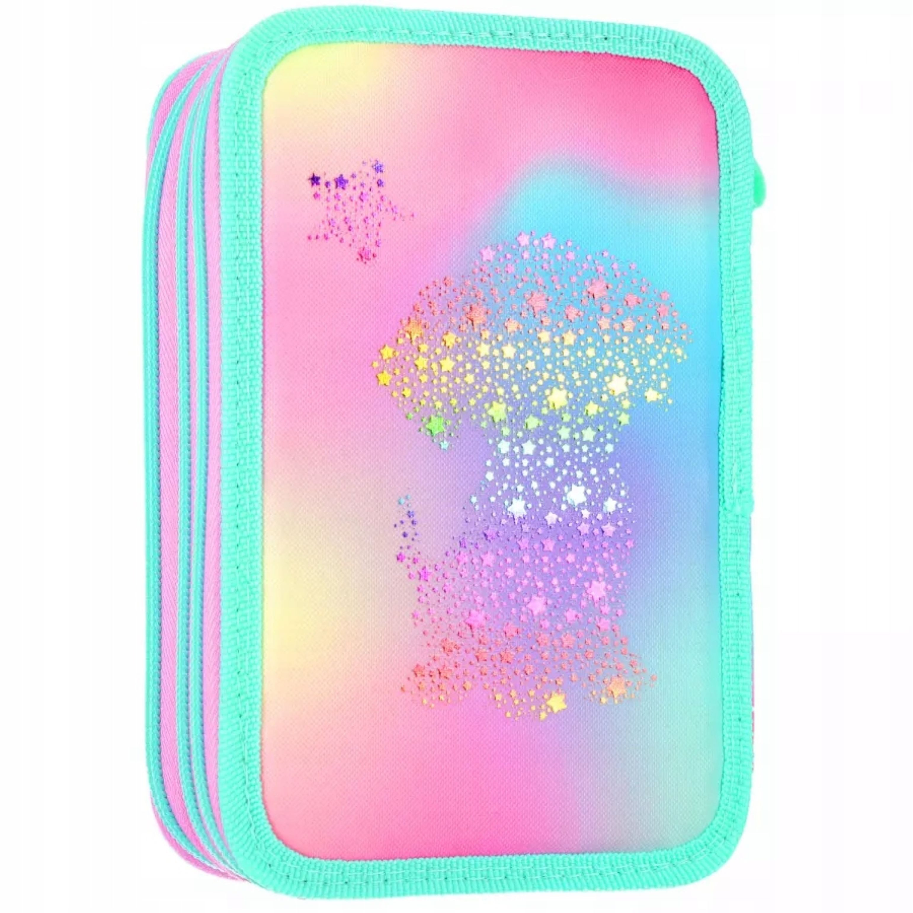 Starpak Federmäppchen 3-Fach Federmappe Ombre Katze Hund Mädchen Schulfedertasche Set