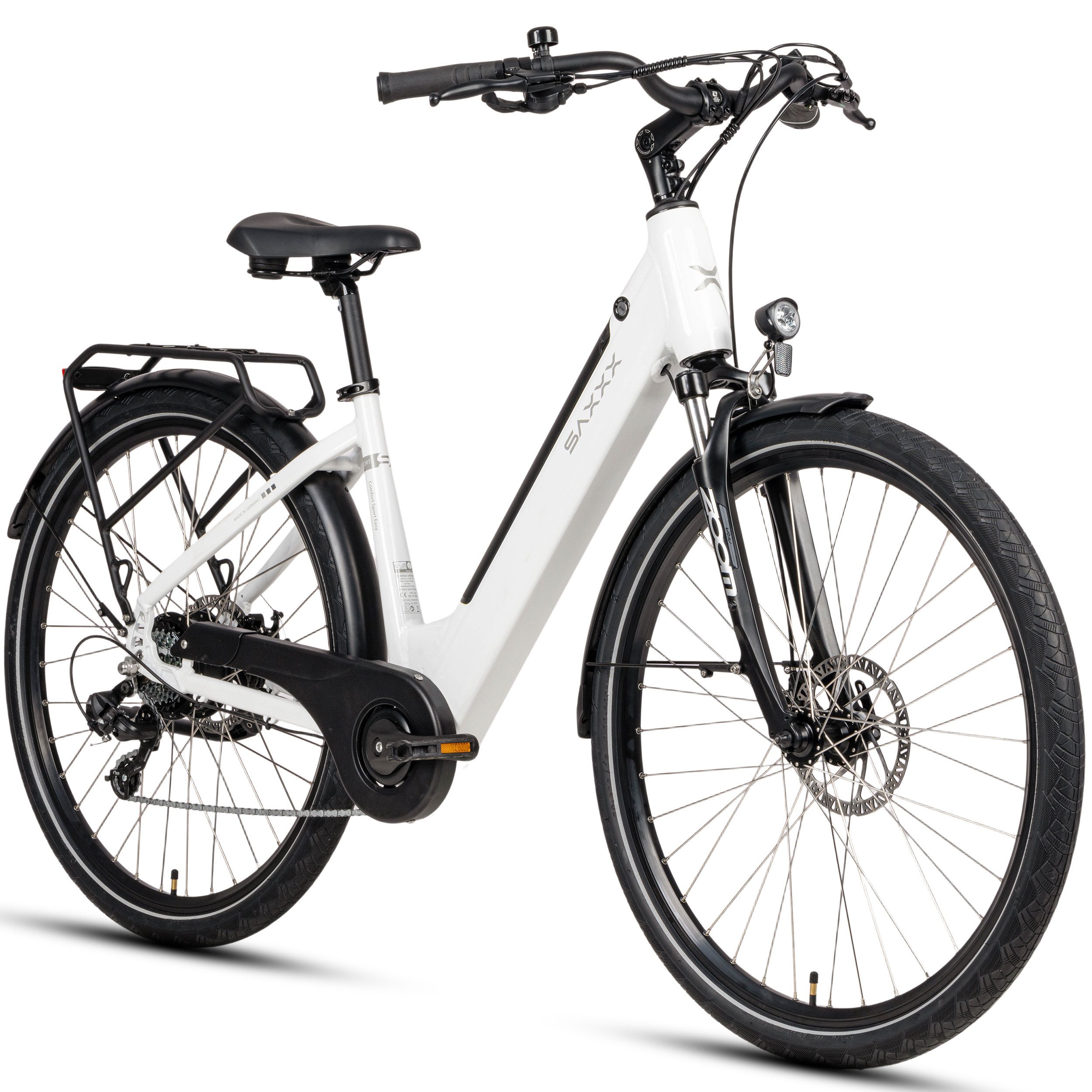 E-Bike Cityrad 28 Zoll Damen/Herren, SAXXX CSE, 468Wh, 90km, vormontiert zu 95 %