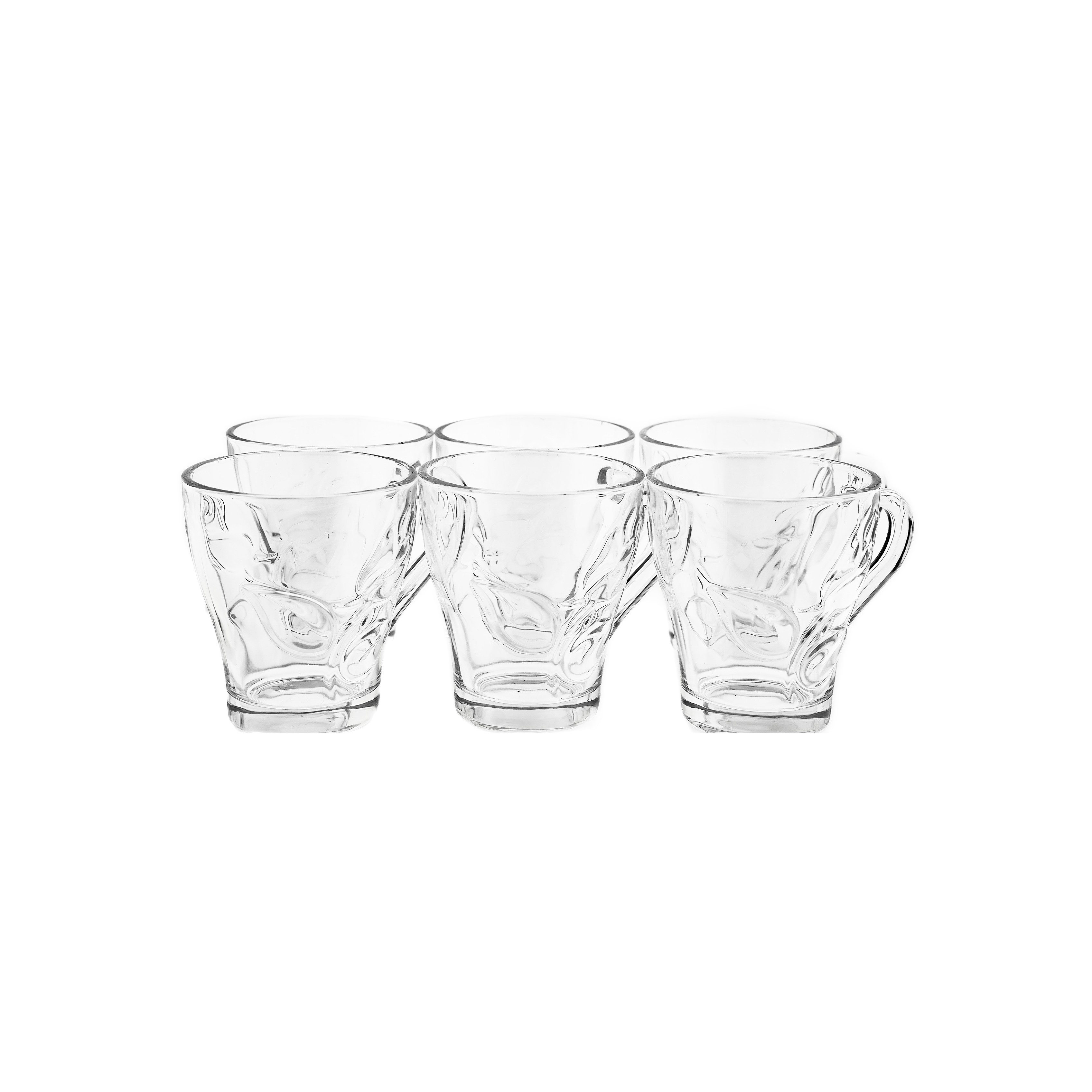 Almina Gläser-Set 6-teilig mit Henkel - 240 ml, Blumen-Design, 6-tlg., Borosilikatglas, transparent, robust