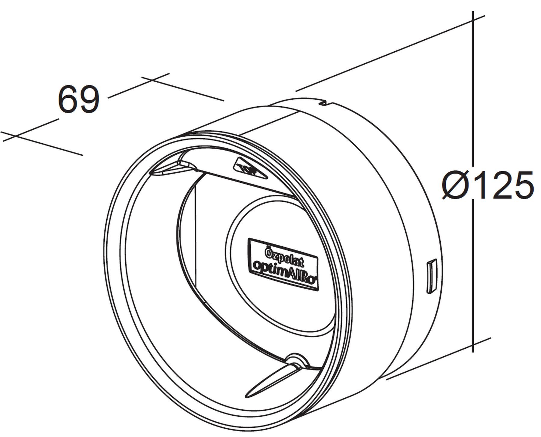Wallair Montagezubehör Dunstabzugshaube Thermo-Rückstauklappe Ø 125mm Blower-Door für Niedrigenergiehaus (1 St)