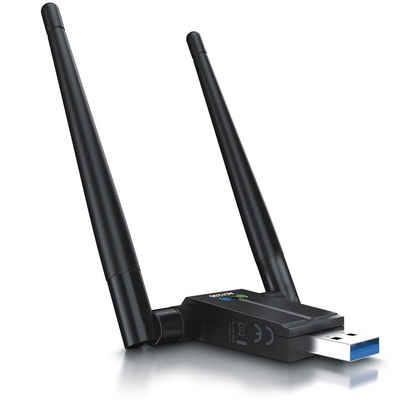 Aplic WLAN-Dongle, Wifi USB 3.2 Stick 1300 MBit/s 2,4 + 5 Ghz, 2x 5 dBi externe Antennen