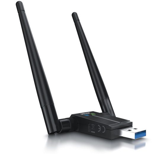 Aplic WLAN-Dongle, WLAN USB 3.2 Stick 1300 MBit/s Dual Band Wifi 2,4 + 5 Ghz / 2 x 5 dBi externe Antennen