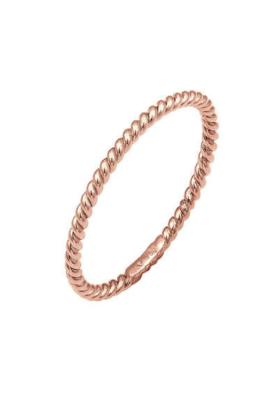 Elli Premium Fingerring Twisted Gedreht Basic Minimal Look 750 Roségold, Twisted