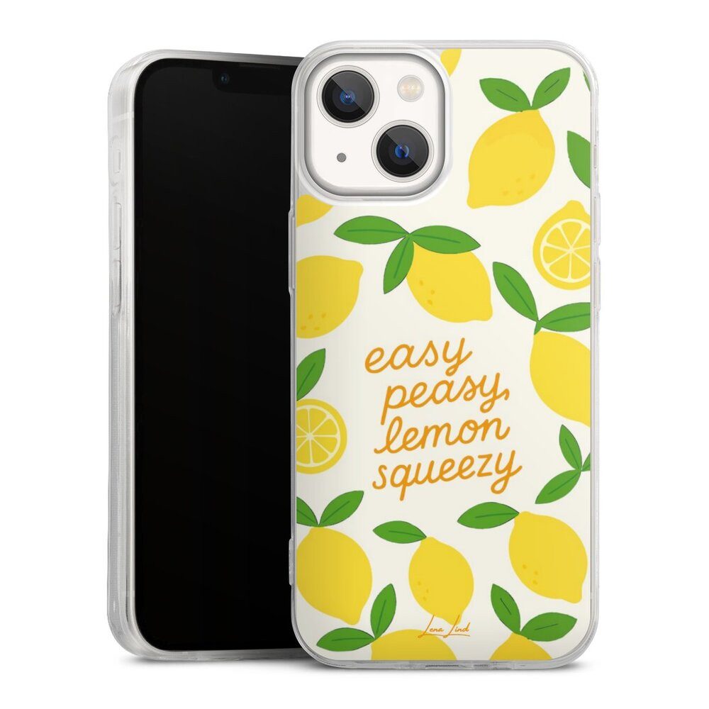 DeinDesign Handyhülle Zitrone Spruch Statement Easy Peasy Lemon Queezy, Apple iPhone 13 Mini Slim Case Silikon Hülle Ultra Dünn Schutzhülle