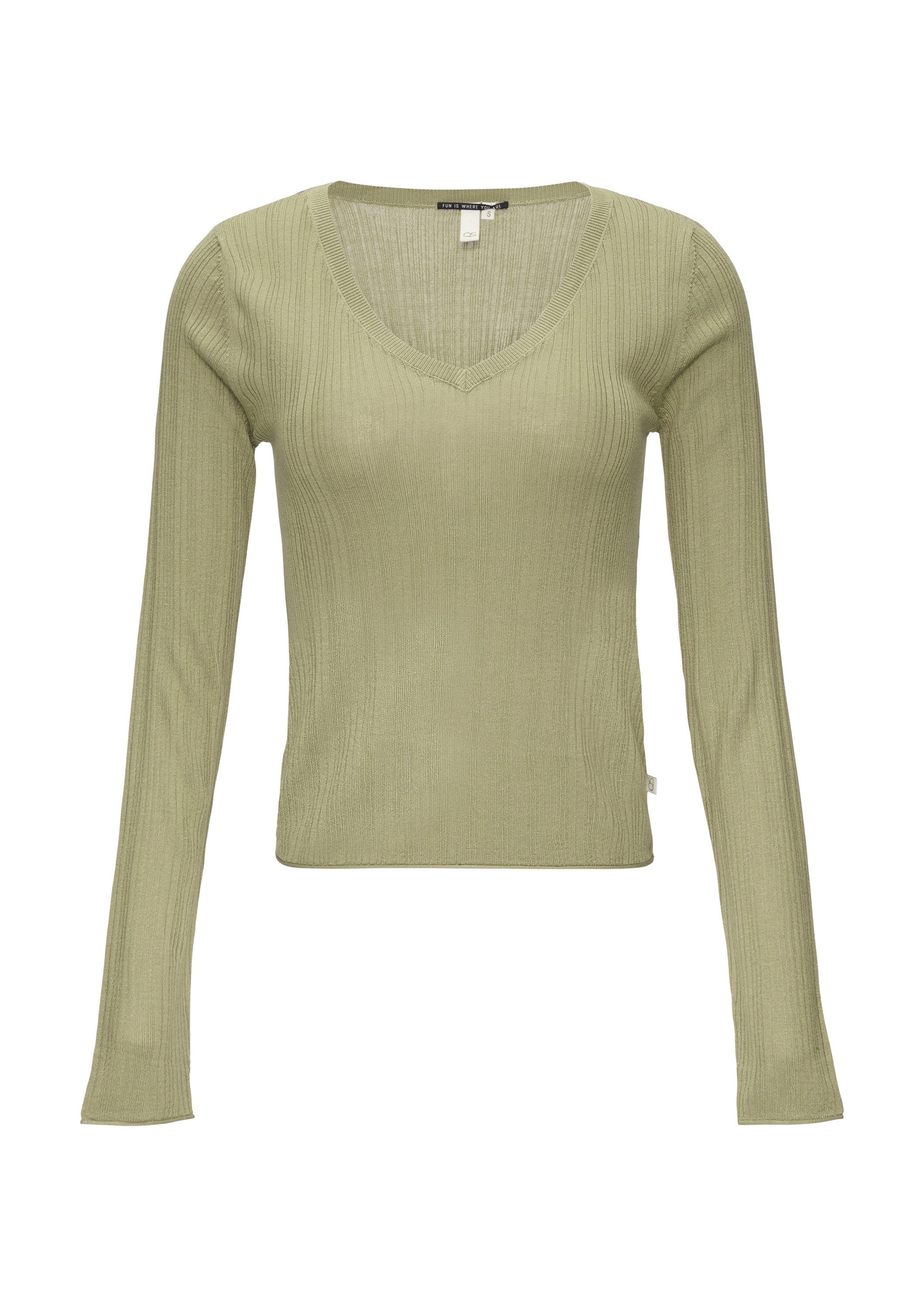 QS Longpullover Strickpullover Gerippter Feinstrickpullover aus günstig online kaufen
