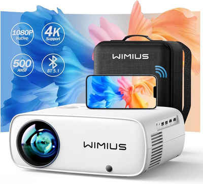 WiMiUS Heimkino Portabler Projektor (12000 lm, 16000:1, 1920 x 1080 px, Mit 4K-Unterstützung 4P/4D PPT-Zoom für PS5 IOS, Android HDMI, AV, USB)