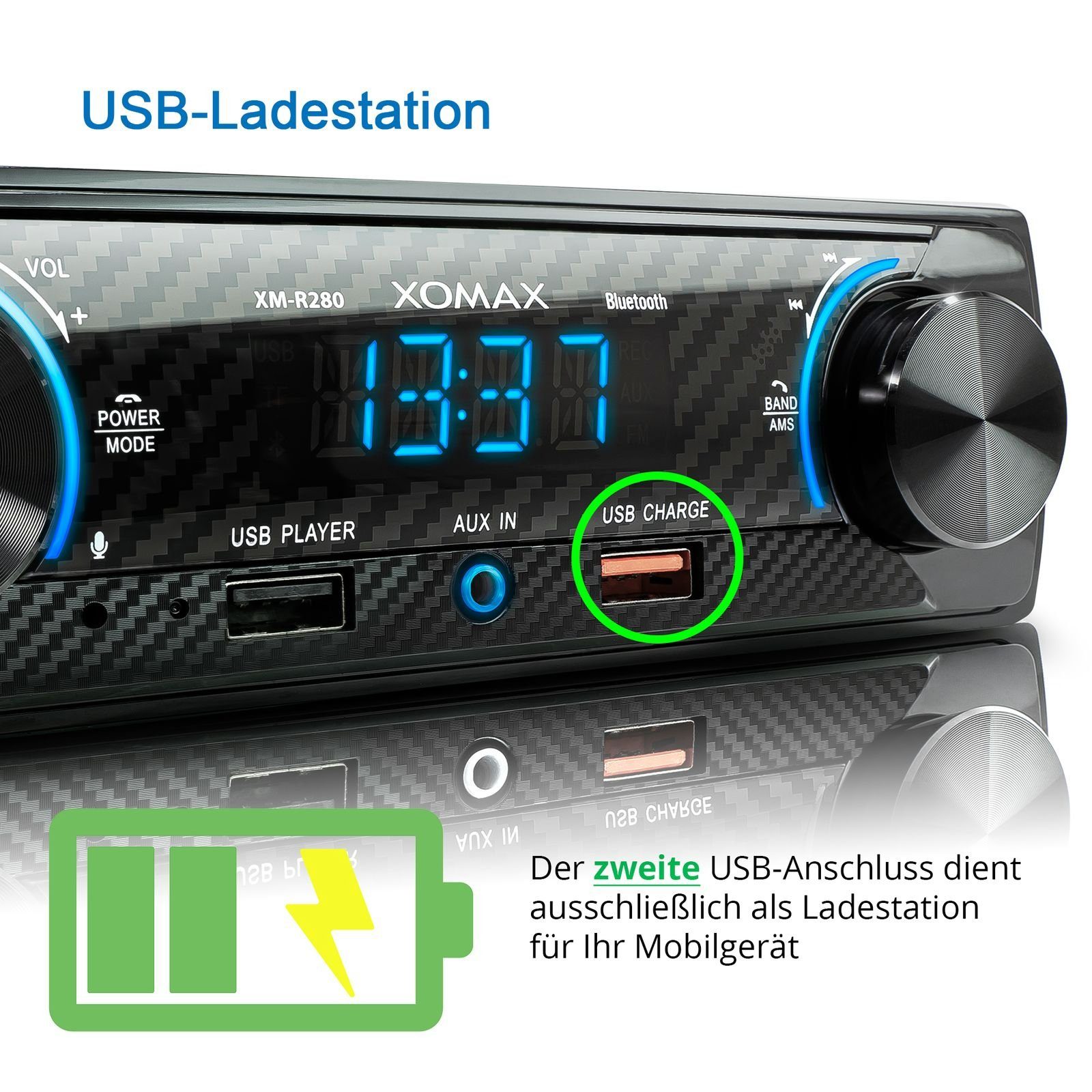 XOMAX XM-V418 Autoradio mit DAB+ plus, 4 Zoll Touchscreen Bildschirm,  Bluetooth, USB, SD, Aux, 1 DIN