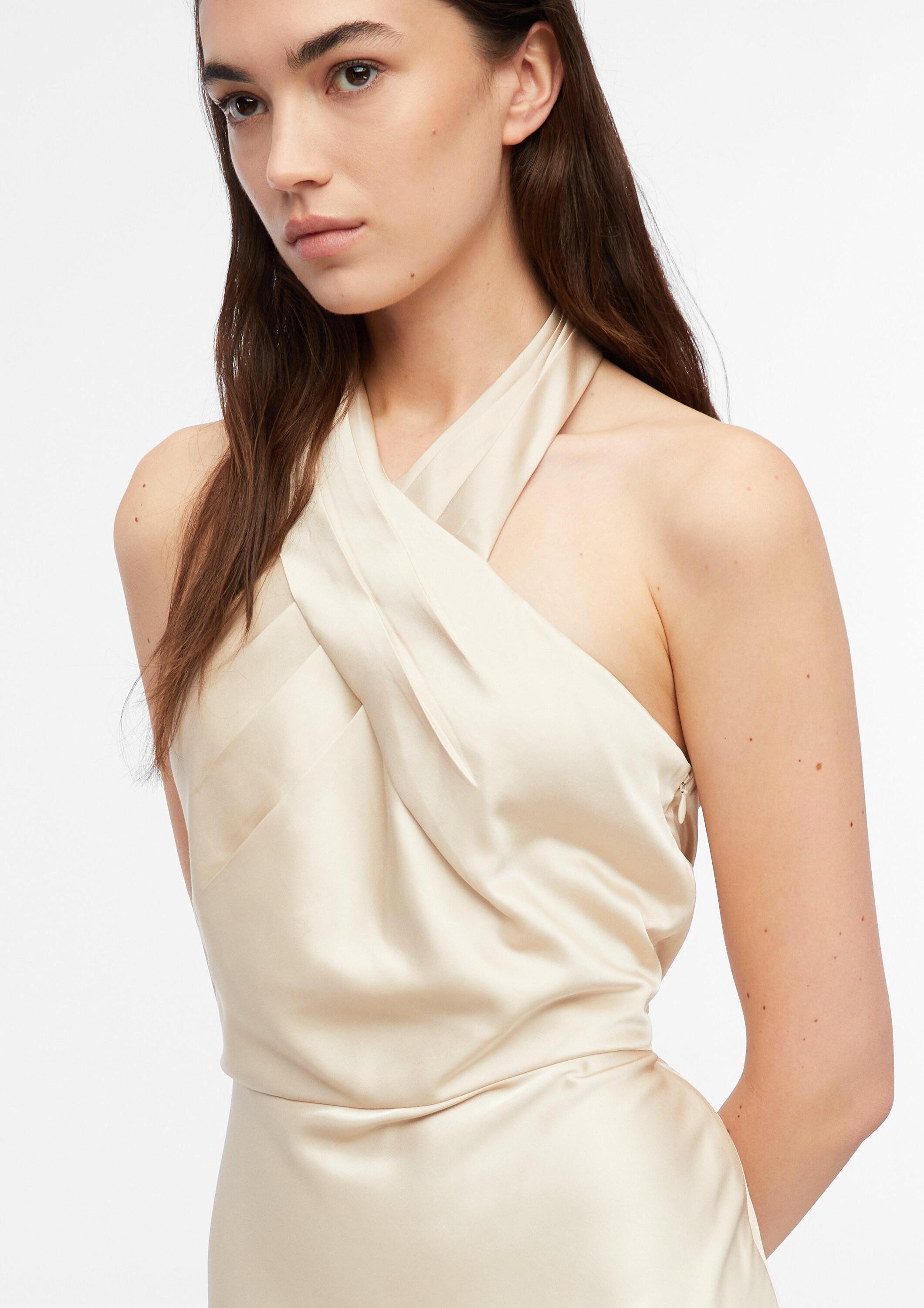 comma Midikleid Kleid Satin-Kleid mit Neckholder