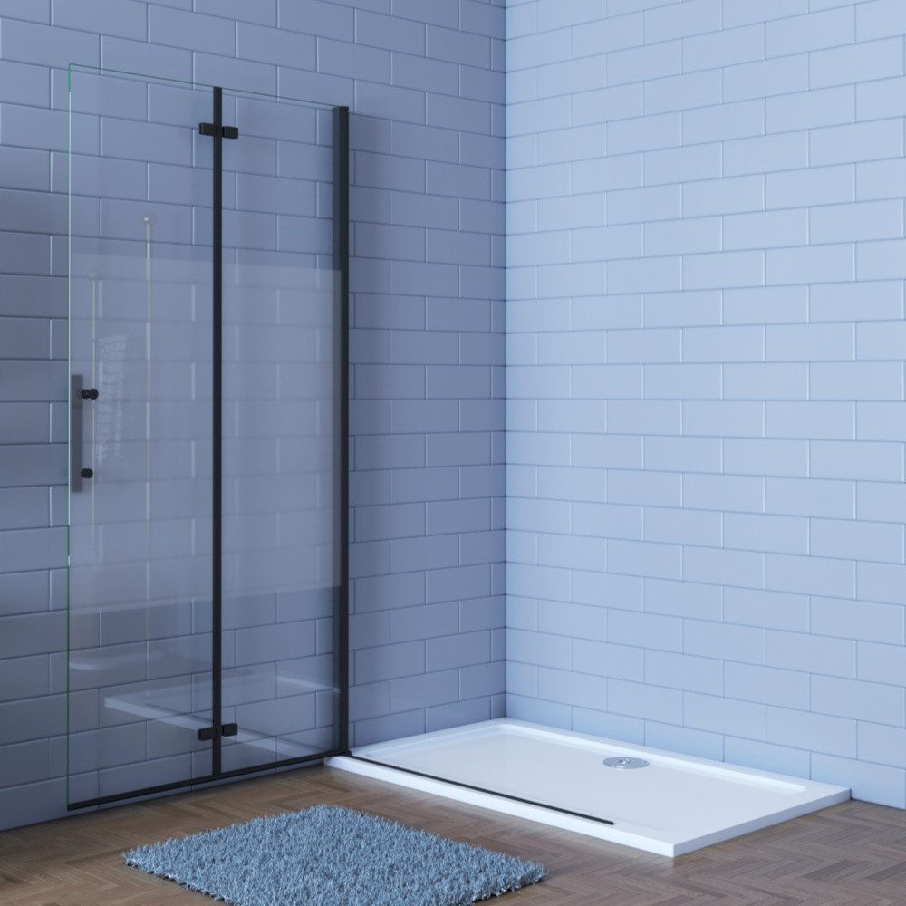 Duschparadies Dusch-Falttür 195cm Schwarz Walk in Dusche Scharniertür Duschabtrennung Duschwand, 120x195 cm, Easyclean Sicherheitsglas, beidseitig montierbar – Bild 3 von 5