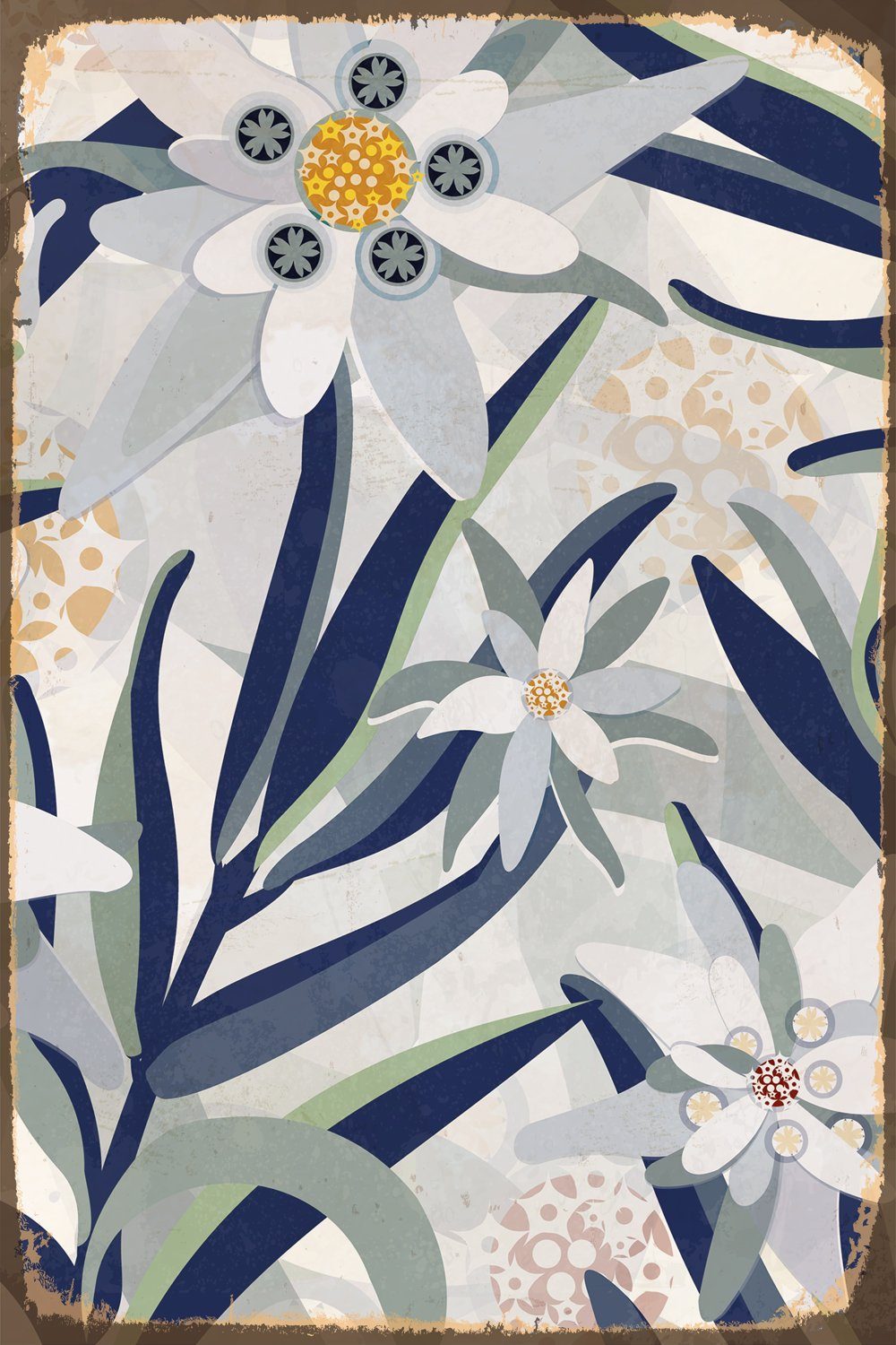 queence Metallbild Floral, Blumen, Blechschild, Stahlschild, Blumen, Wandbild