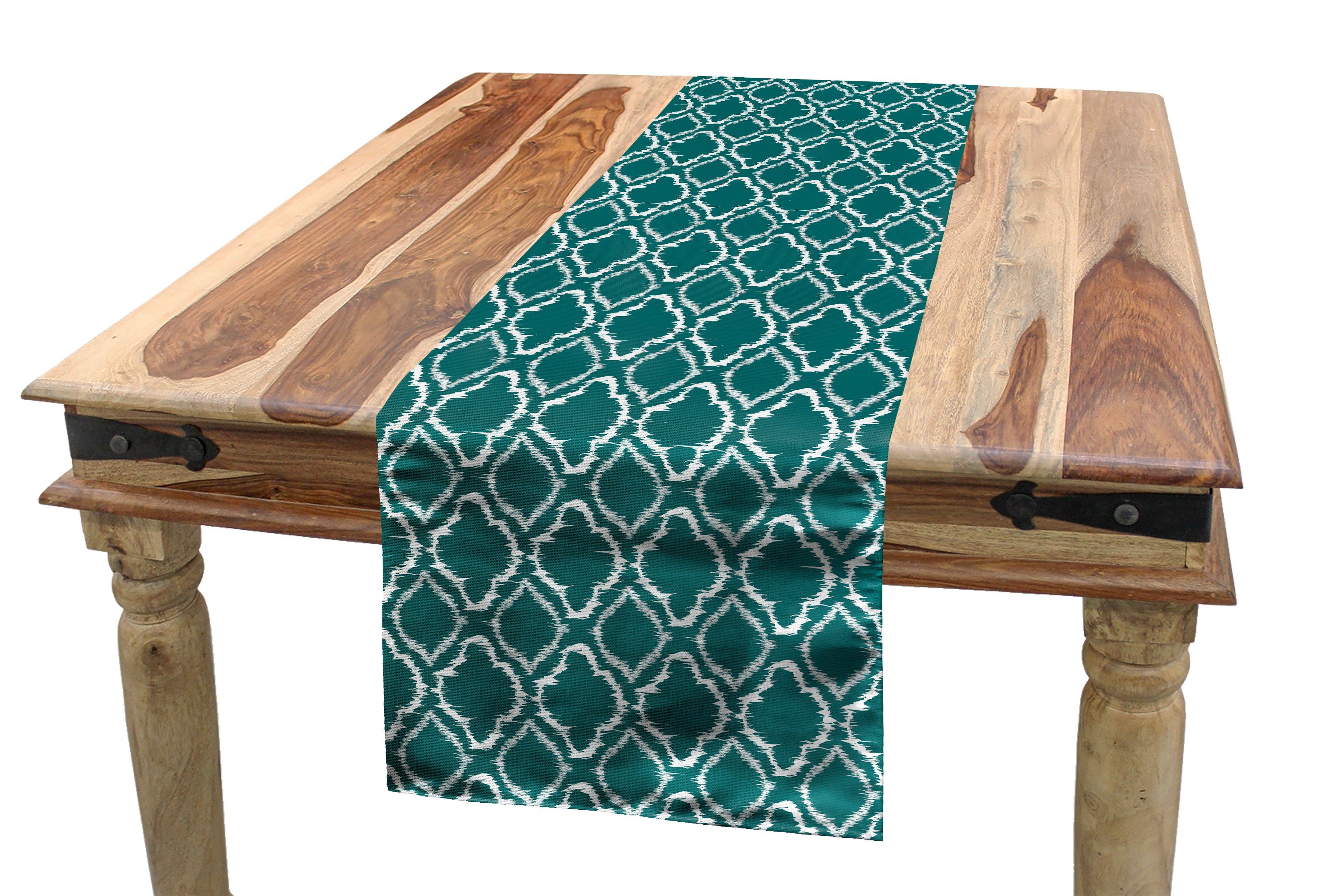 Tischläufer, Ikat-Muster Dekorativer Küche Tischläufer Esszimmer Rechteckiger Teal Traditionelle Abakuhaus