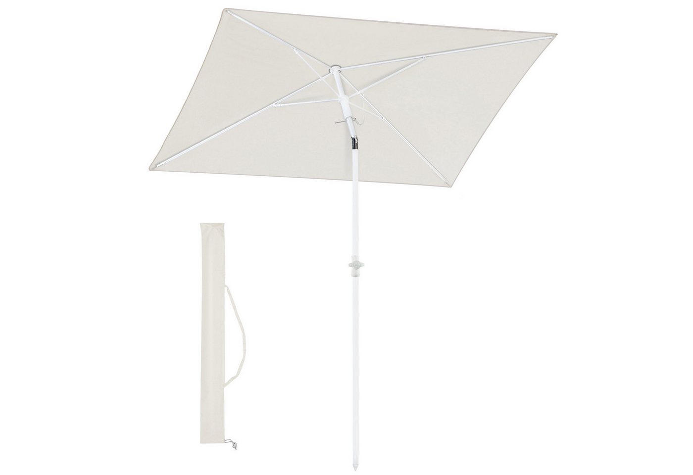 Sekey Sonnenschirm Rechteckig Höhenverstellbar Balkonschirm Knickbar, mit Schutzhülle, LxB: 180,00x125,00 cm, Sonnenschutz UPF50+, Kippbar, Höhenverstellbar Sonnenschirm Balkon