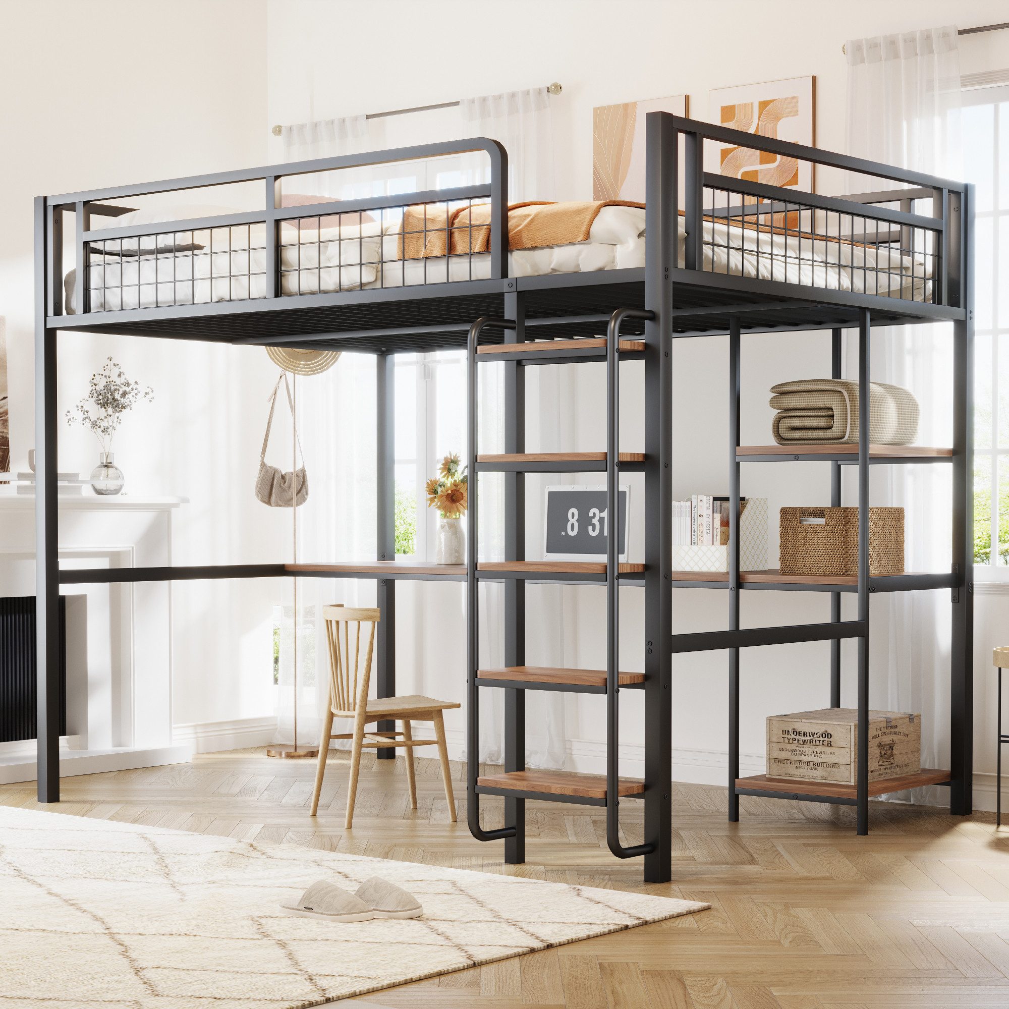 Merax Hochbett (1-St., Metallbett Einzelbett für Kinder- und Jugendzimmer) günstig online kaufen