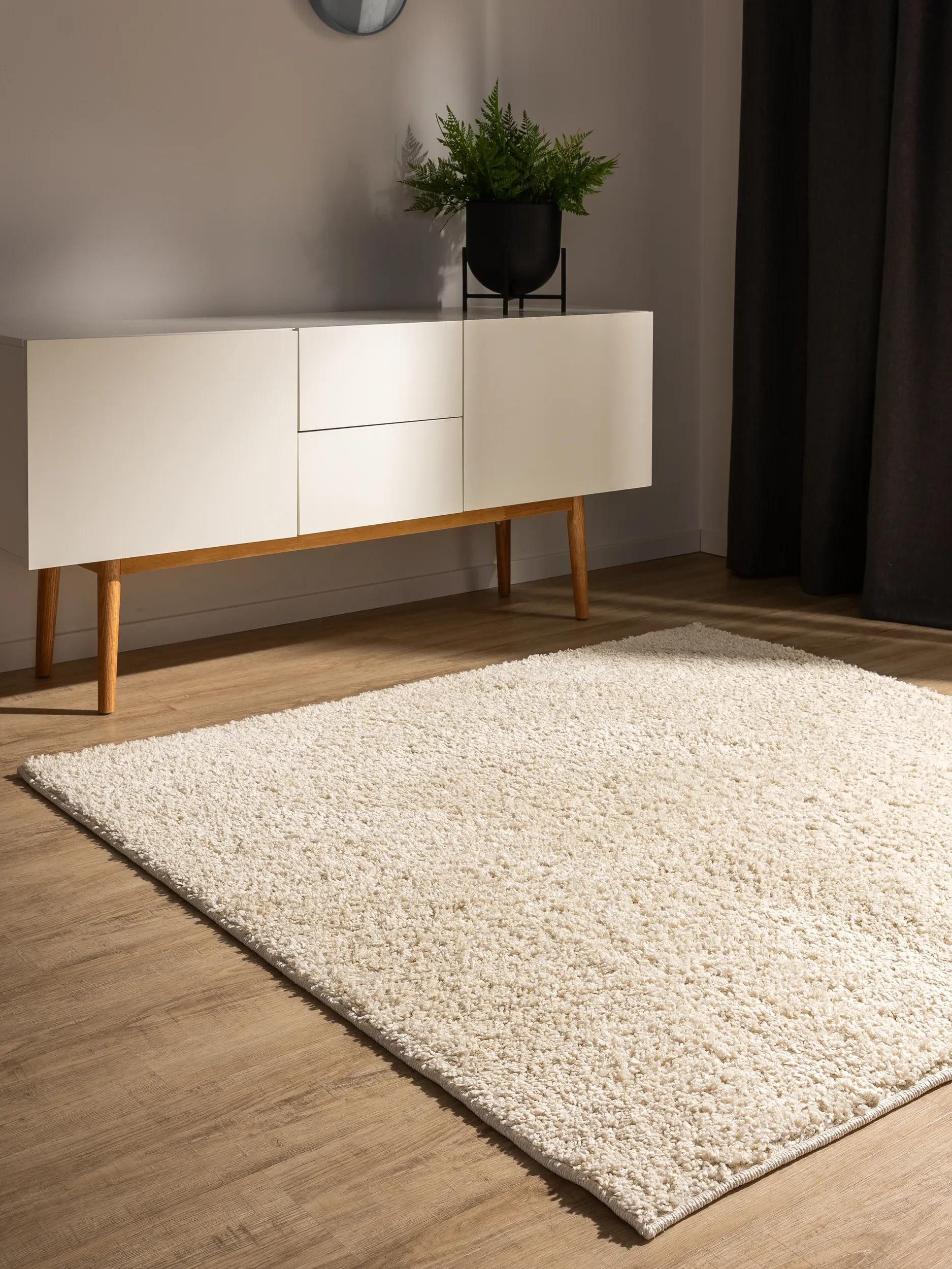 benuta Hochflor-Teppich Soho, quadratisch, Höhe: 31 mm, Teppich Wohnzimmer, Schlafzimmer, Esszimmer, Rutschfest, Waschbar