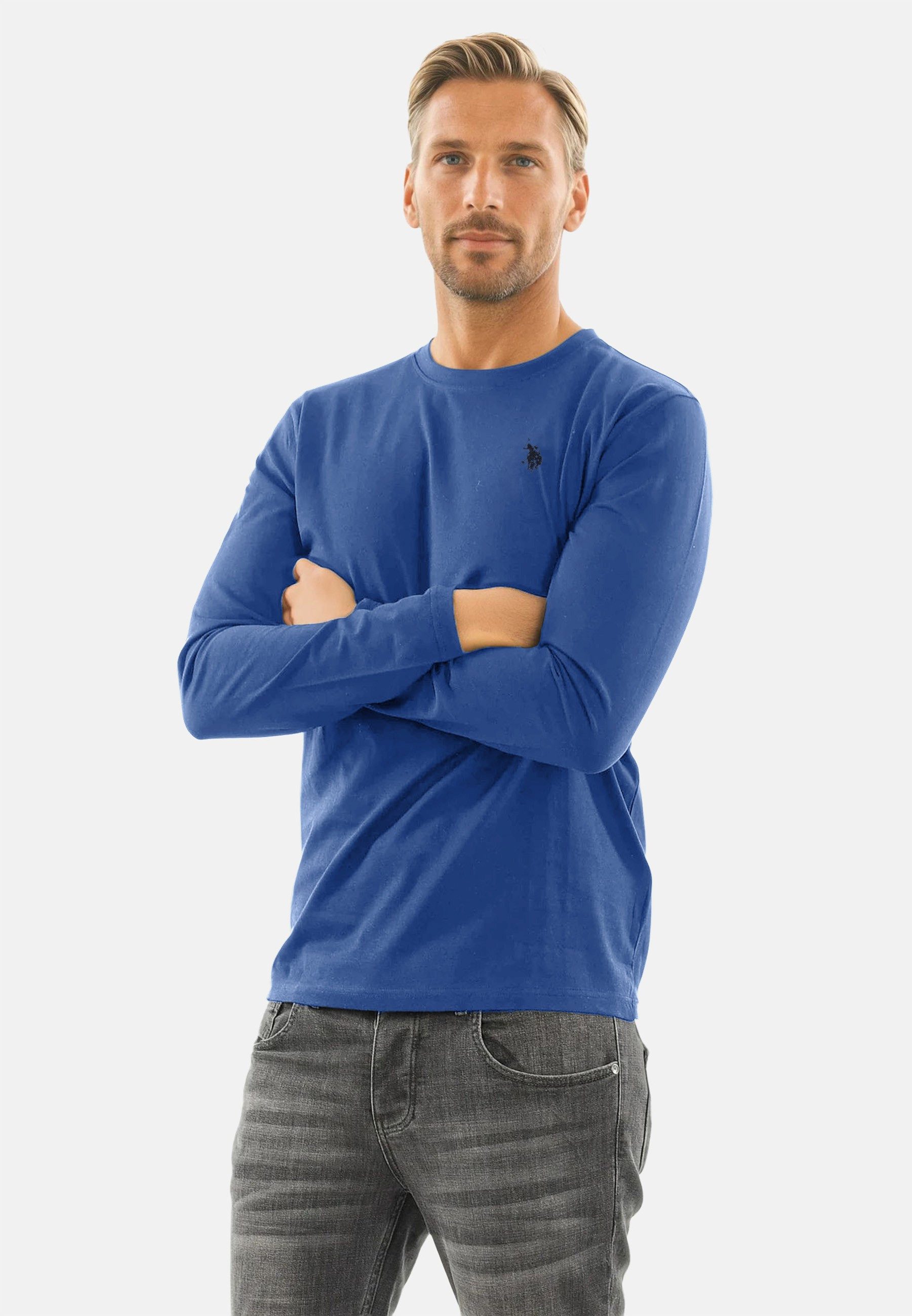 U.S. Polo Assn. Longsleeve USAaron – Herren Langarmshirt mit Logo-Stickerei günstig online kaufen