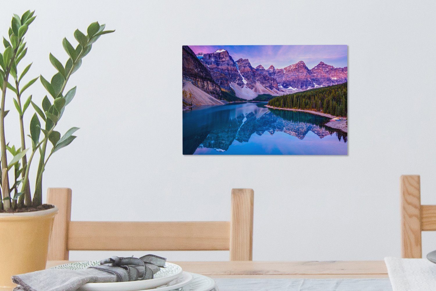 Lila St), Leinwandbild OneMillionCanvasses® Park National Wandbild Aufhängefertig, (1 Wanddeko, Alberta, Banff 30x20 cm über Himmel Leinwandbilder, dem in