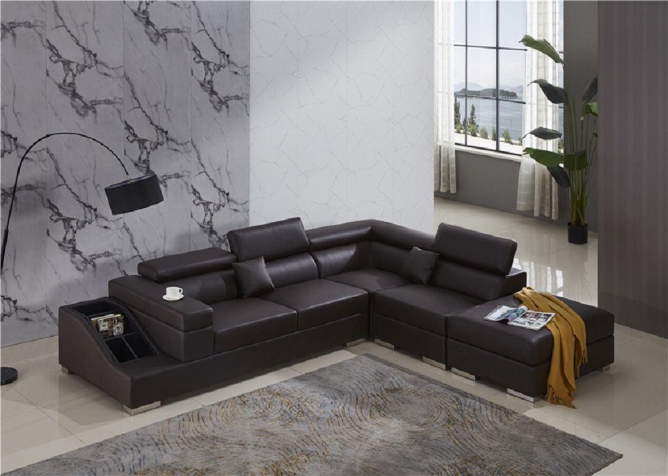 JVmoebel Ecksofa, Moderne Sofa L Form Polster Ecke Couch Designer Sitz Möbel Couchen Braun