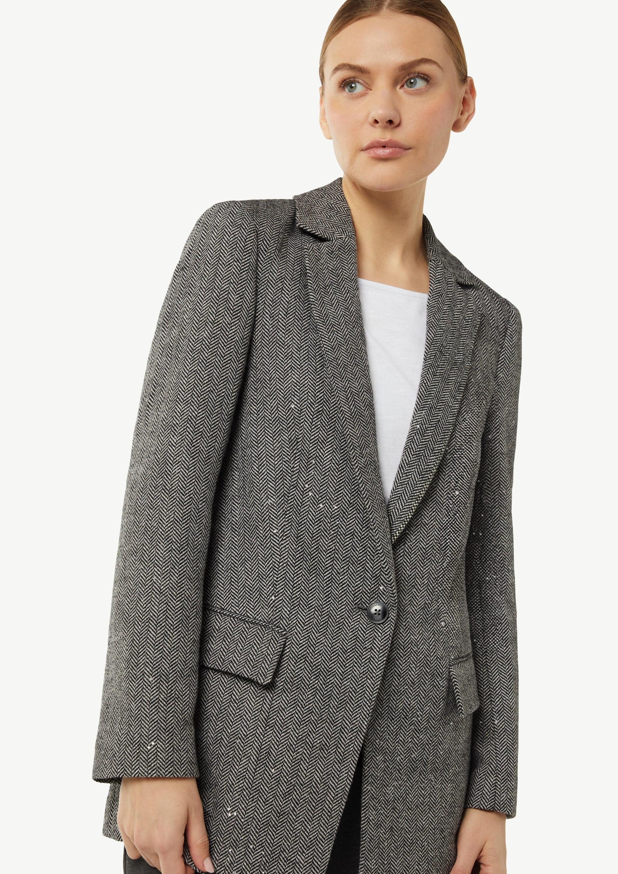 comma Jackenblazer Indoor-Blazer Wollmix-Blazer mit zarten Pailletten