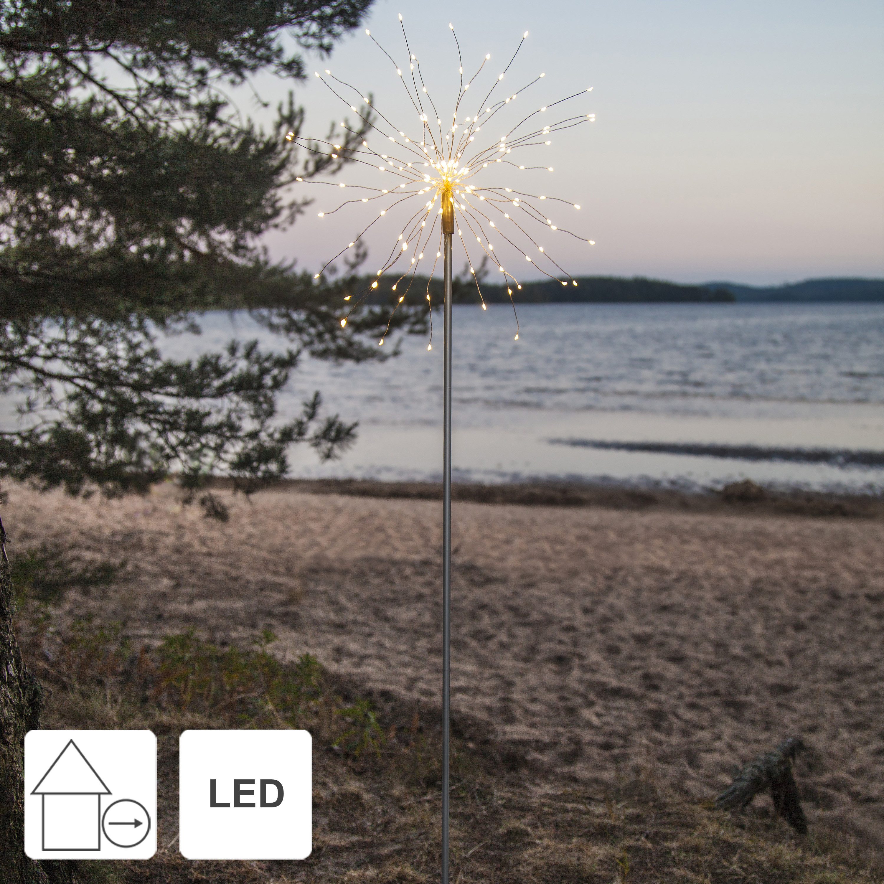 STAR TRADING LED Dekofigur Firework Outdoor, Großer LED Leuchtstab,Firework Outdoor', LED Feuerwerk, Netzbetrieb